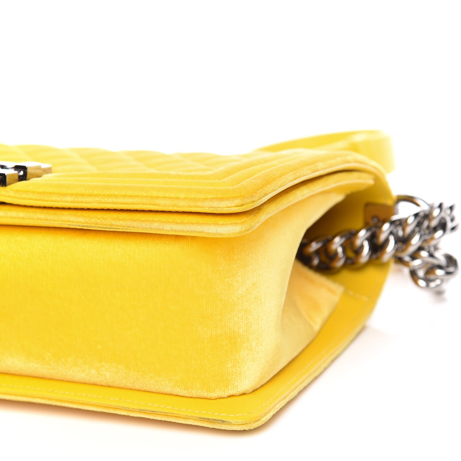 Chanel Velvet Quilted Medium Boy Flap Yellow 11 of 19