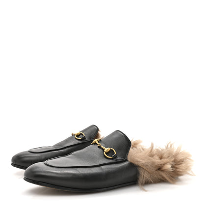 Gucci Calfskin Fur Womens Princetown Slippers 40.5 Black 4 of 8