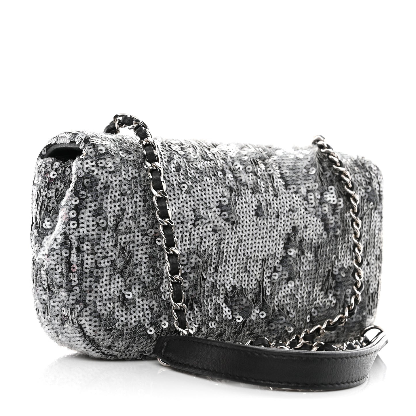 Sequin Mini Rectangular Flap Silver