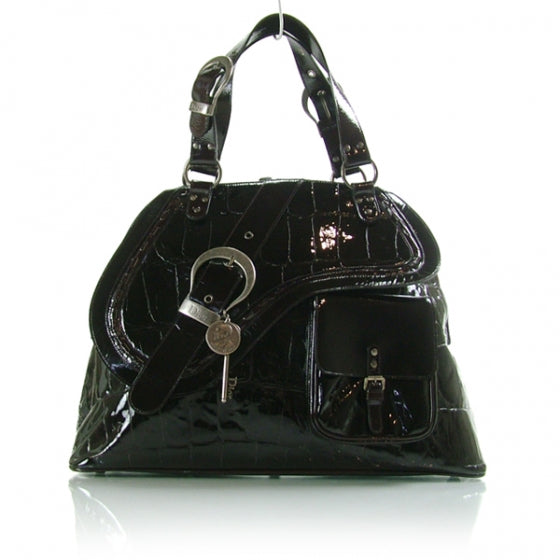 Patent Croc Gaucho Sports Tote Black