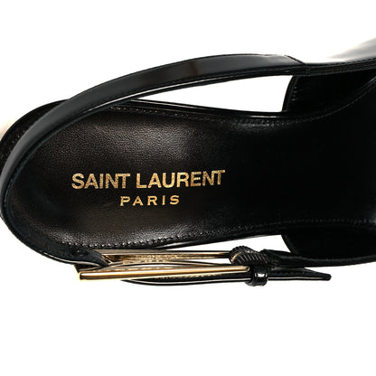 Saint Laurent Glazed Calfskin Lee Slingback Pumps 41 Black 7 of 11
