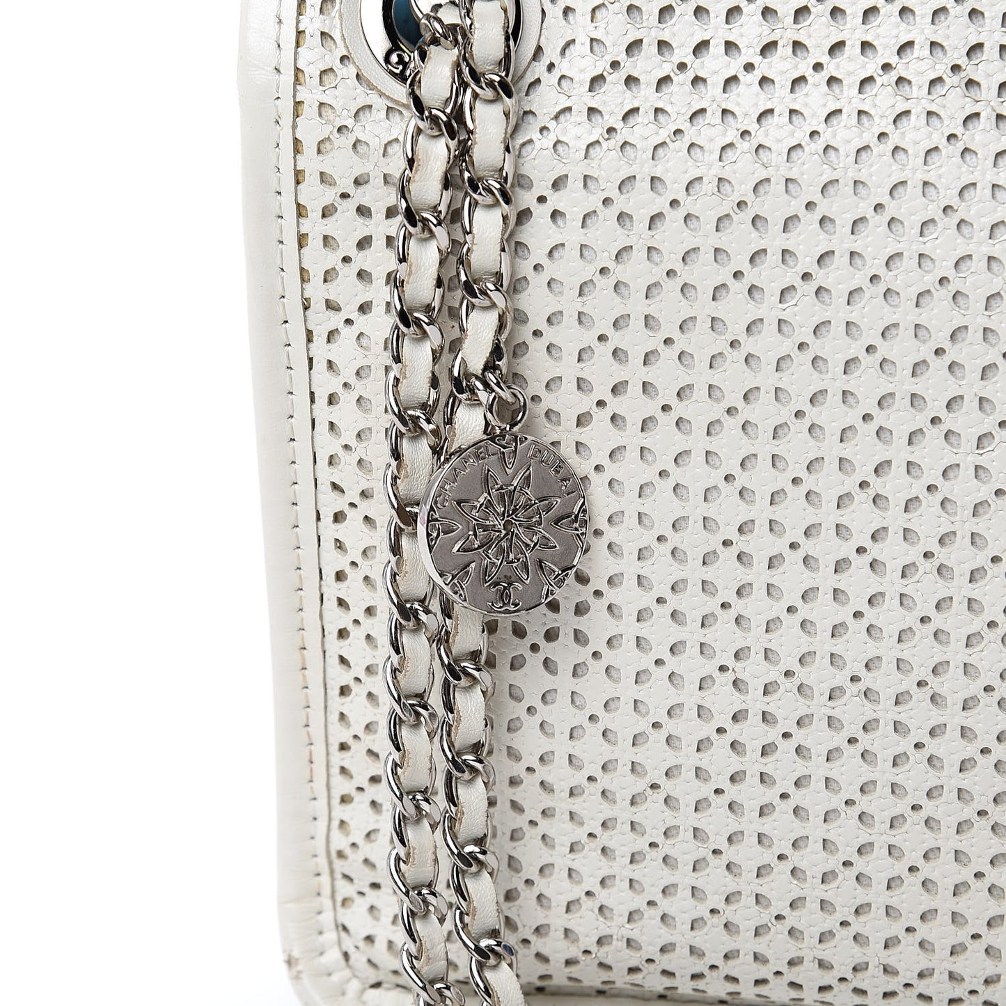 Perforated Calfskin Small Up In The Air Flap Ivory