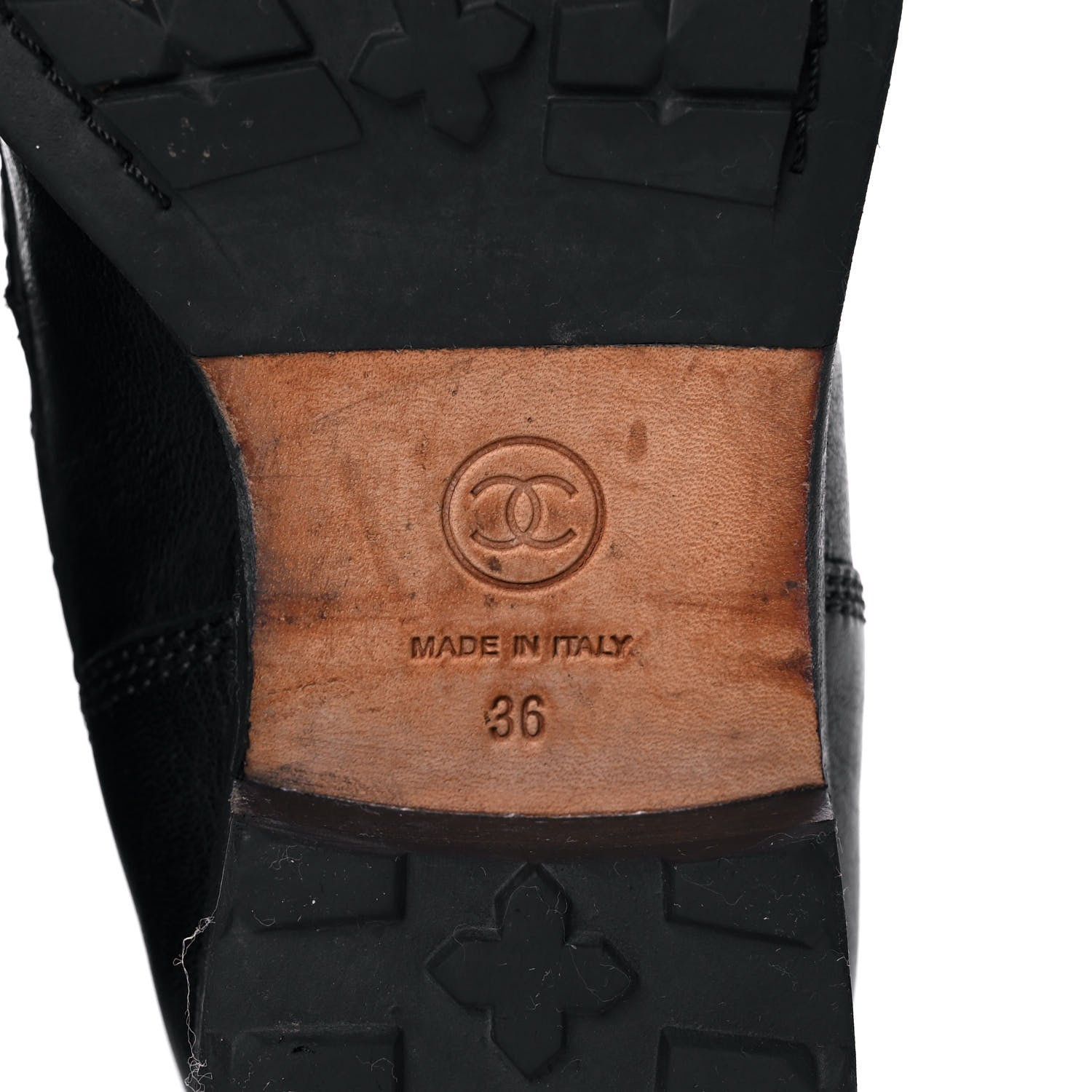 Chanel Calfskin Quilted Lace Up Combat Boots 36 Black 6 of 8