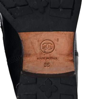 Chanel Calfskin Quilted Lace Up Combat Boots 36 Black 6 of 8
