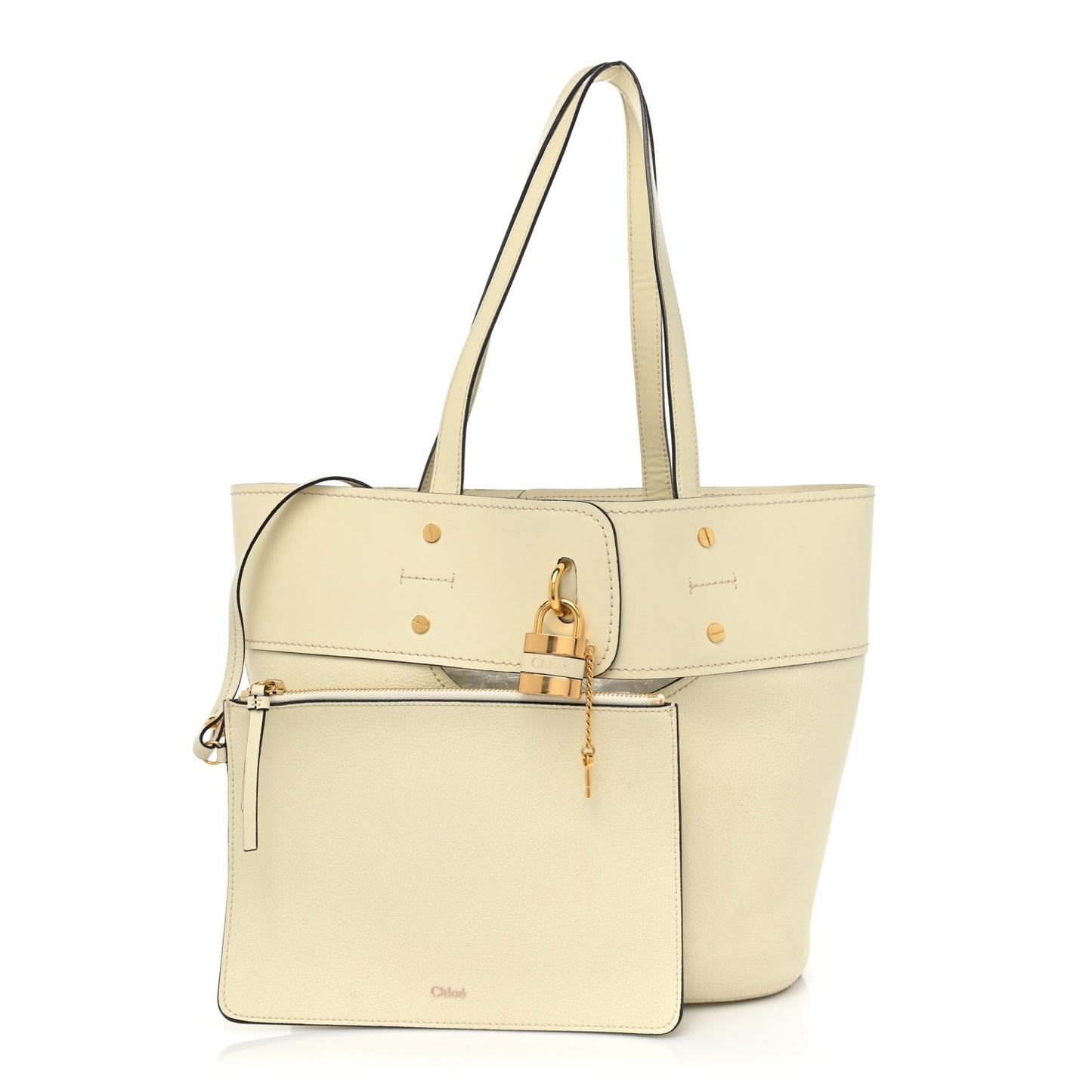 Smooth Grained Calfskin Small Aby Tote White