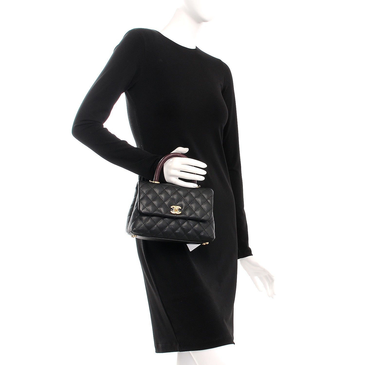 Chanel Caviar Lizard Quilted Mini Coco Handle Flap Black 3 of 9