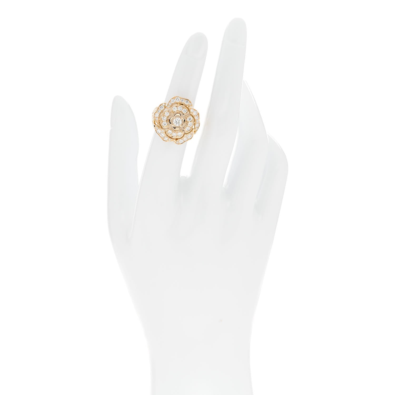 Chanel 18K Yellow Gold Diamond Bouton de Camelia Ring 49 5 2 of 5
