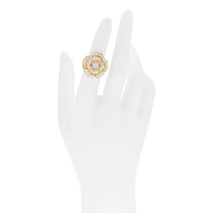 Chanel 18K Yellow Gold Diamond Bouton de Camelia Ring 49 5 2 of 5