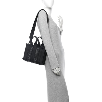Chloe Nylon Small Woody Tote Black 2 of 12