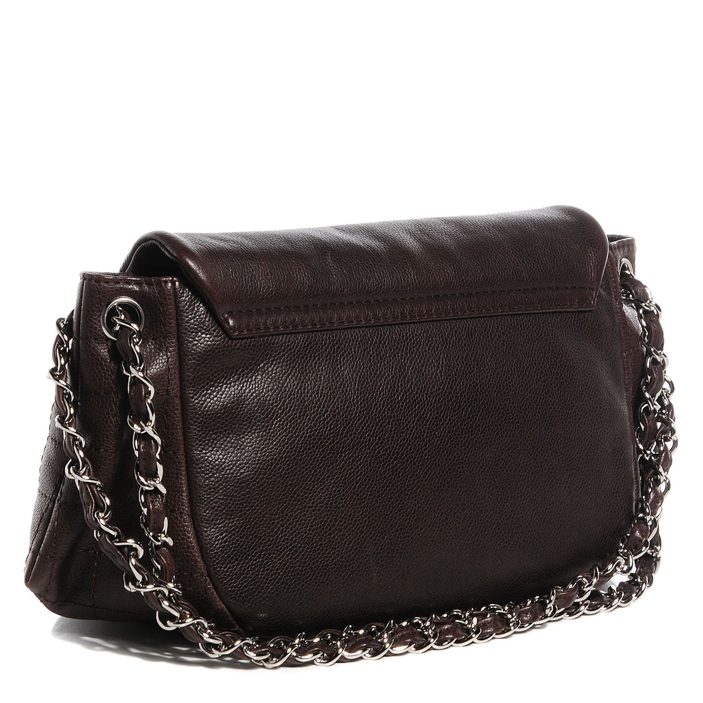 Caviar Half Moon Large Flap Dark Brown