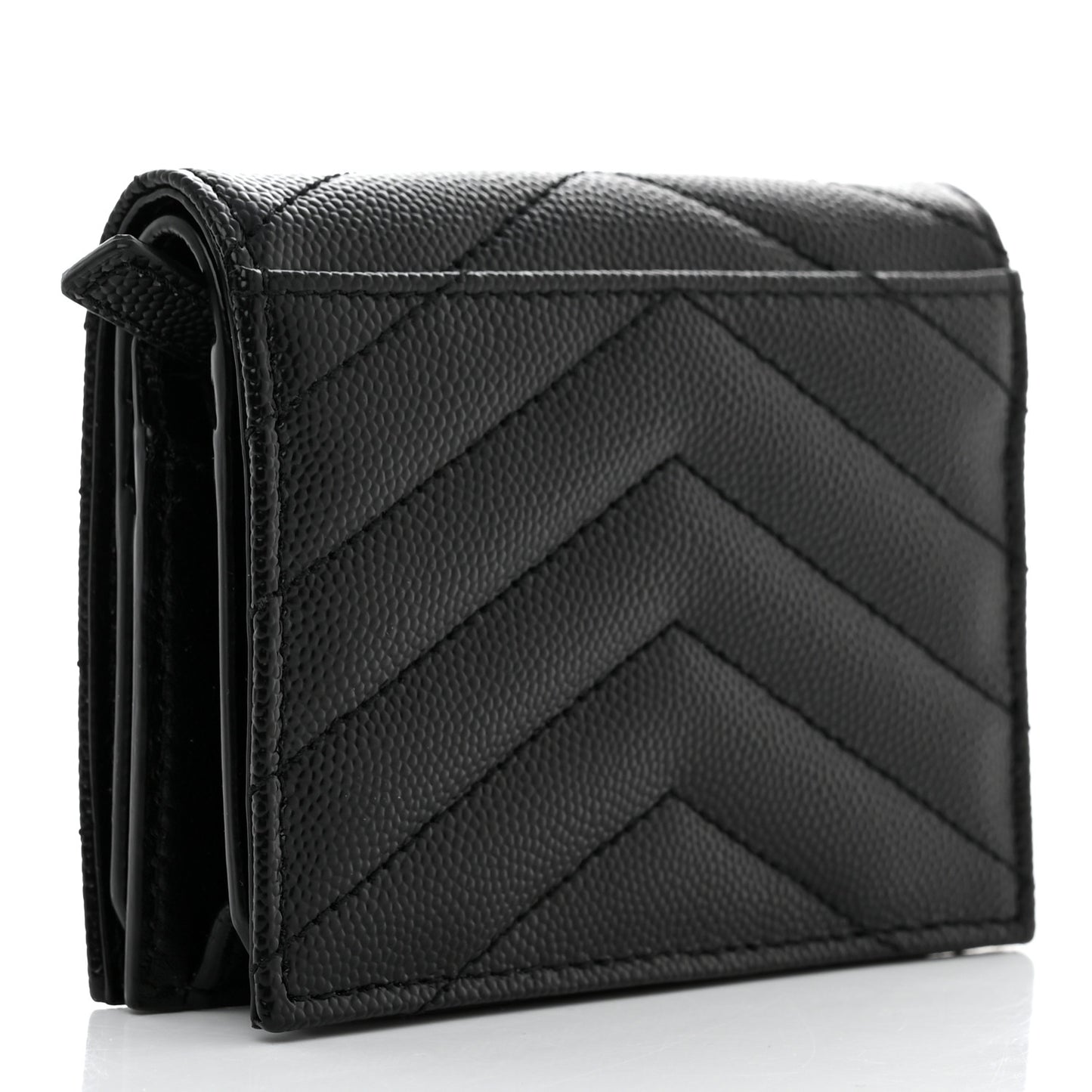 Grain De Poudre Matelasse Chevron Monogram Flap Card Case Black
