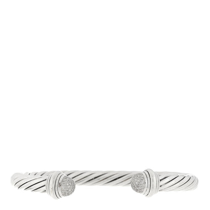 David Yurman Sterling Silver Diamond 7mm Cable Classics Bracelet 1 of 3
