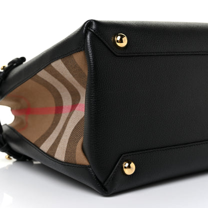 Burberry Grainy Calfskin House Check Medium Banner Tote Black 6 of 7