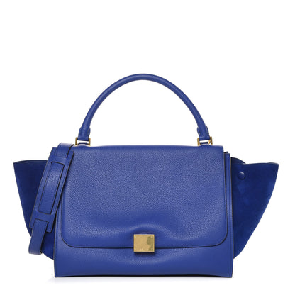 Celine Drummed Calfskin Suede Medium Trapeze Indigo 1 of 13