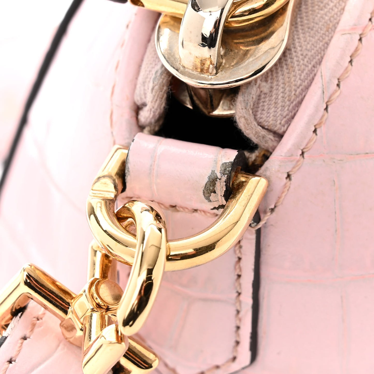 Calfskin Crocodile Embossed Mini Antigona Pink