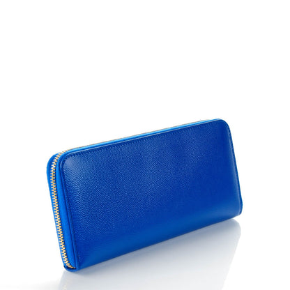 Saint Laurent Patent Grain De Poudre Classic Letters Zip Around Wallet Royal Blue 4 of 7