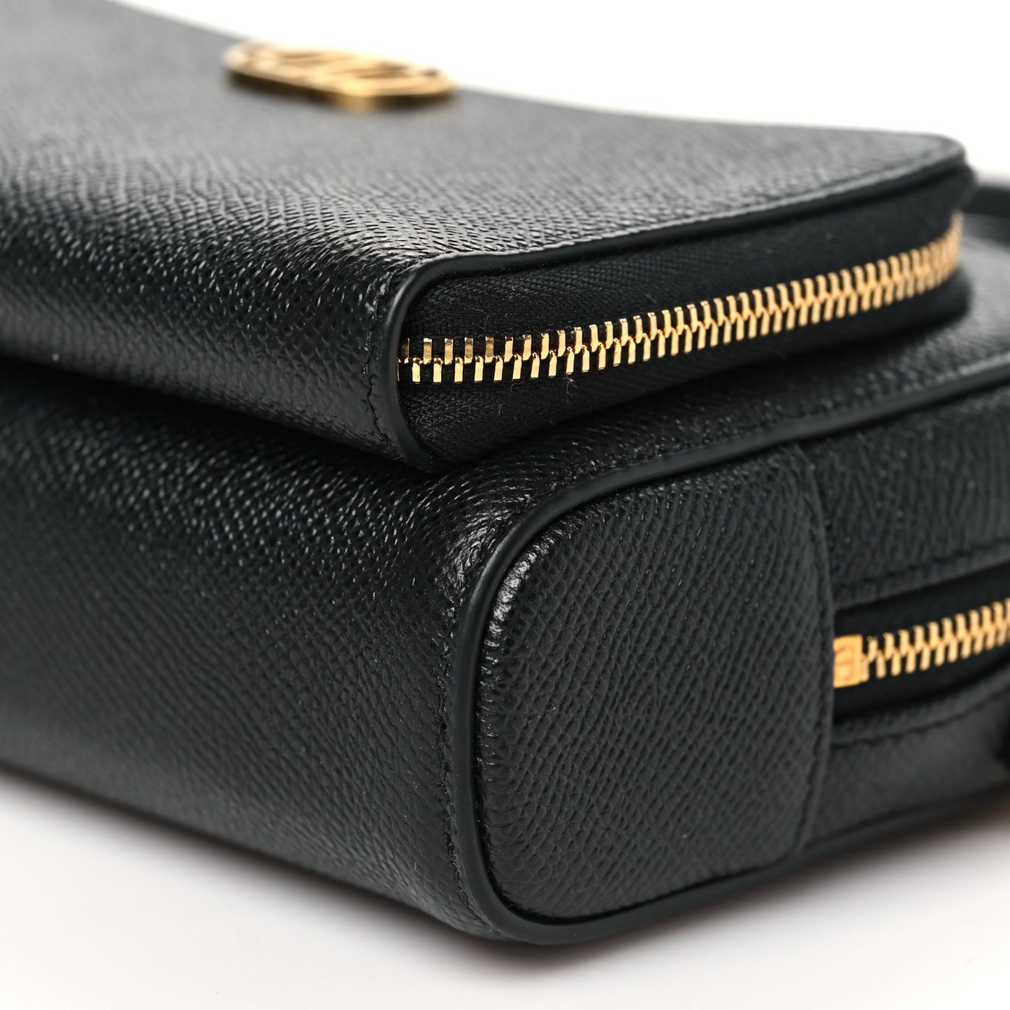 Grained Calfskin Caro Double Pouch Black