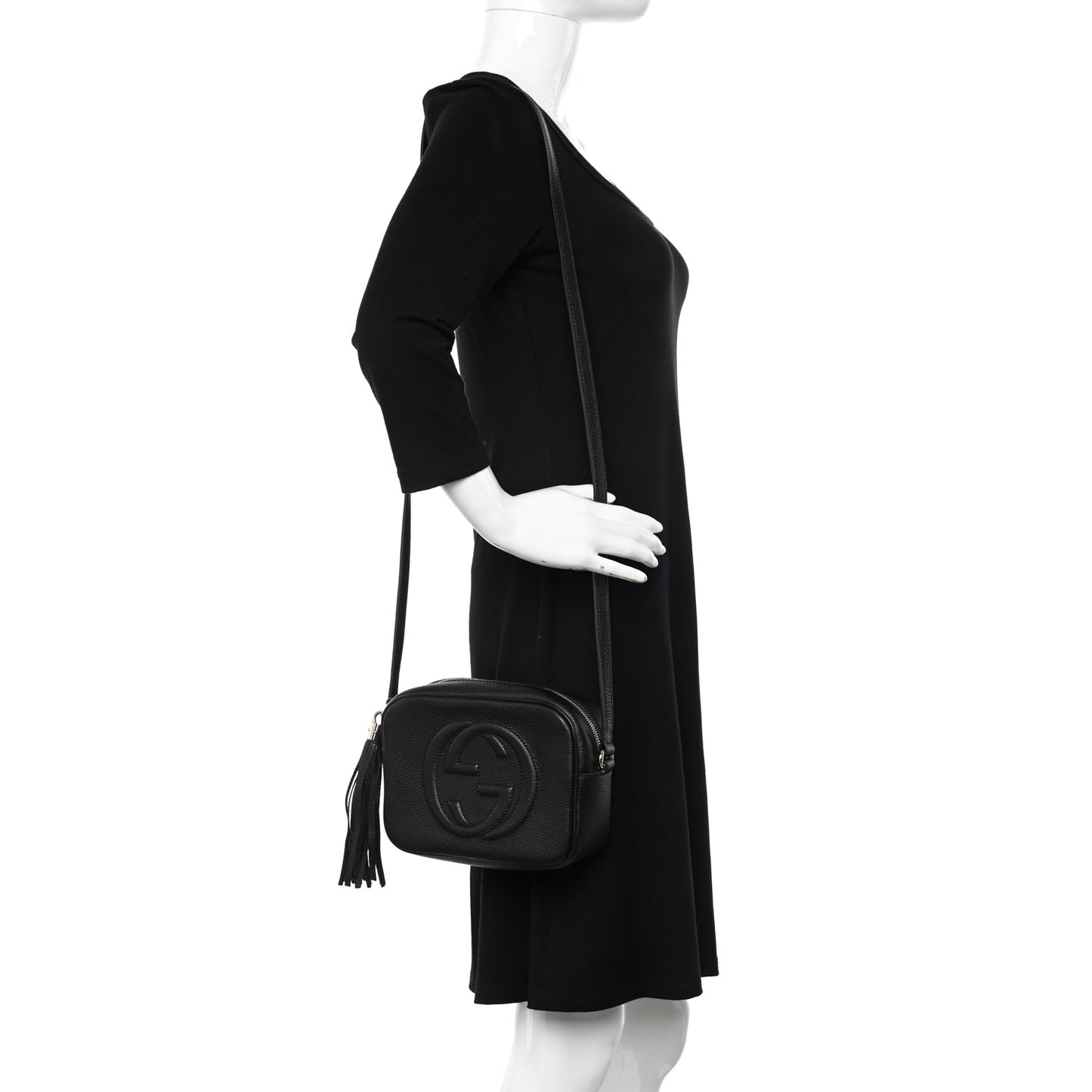 Pebbled Calfskin Small Soho Disco Bag Black
