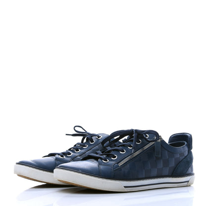 Louis Vuitton Calfskin Suede Damier Infini Mens Aventure Zip Up Sneaker 8 Cosmos 2 of 8
