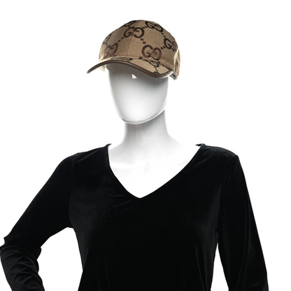 Gucci Monogram Jumbo GG Baseball Hat XL 59 Camel Ebony 2 of 9