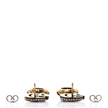 Gucci Crystal Double G Earrings Black Aged Gold 3 of 4