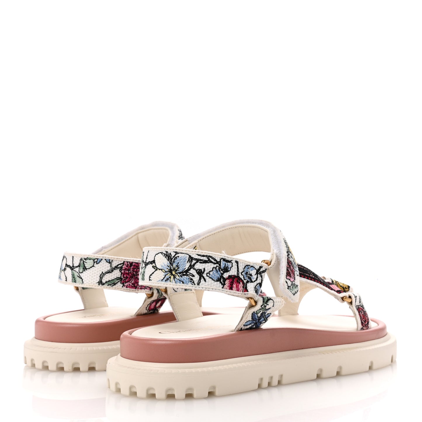 Canvas Embroidered Florilegio 10mm D-Wave Sandals 40 White Multicolor