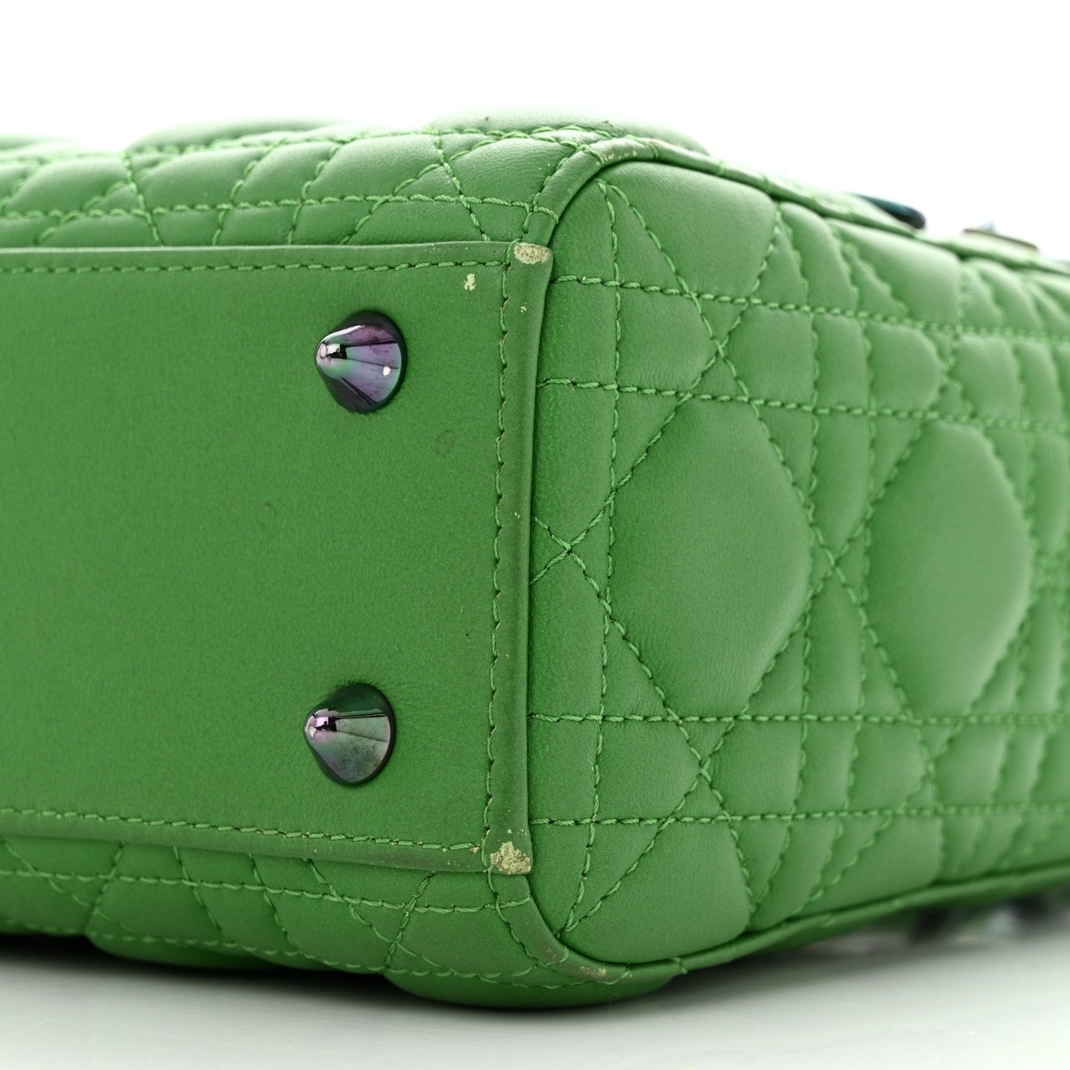 Christian Dior Lambskin Cannage Small Lady Dior Bright Green 10 of 15
