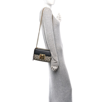Gucci GG Supreme Monogram Calfskin Small Padlock Shoulder Bag Beige Black Cuir 2 of 10