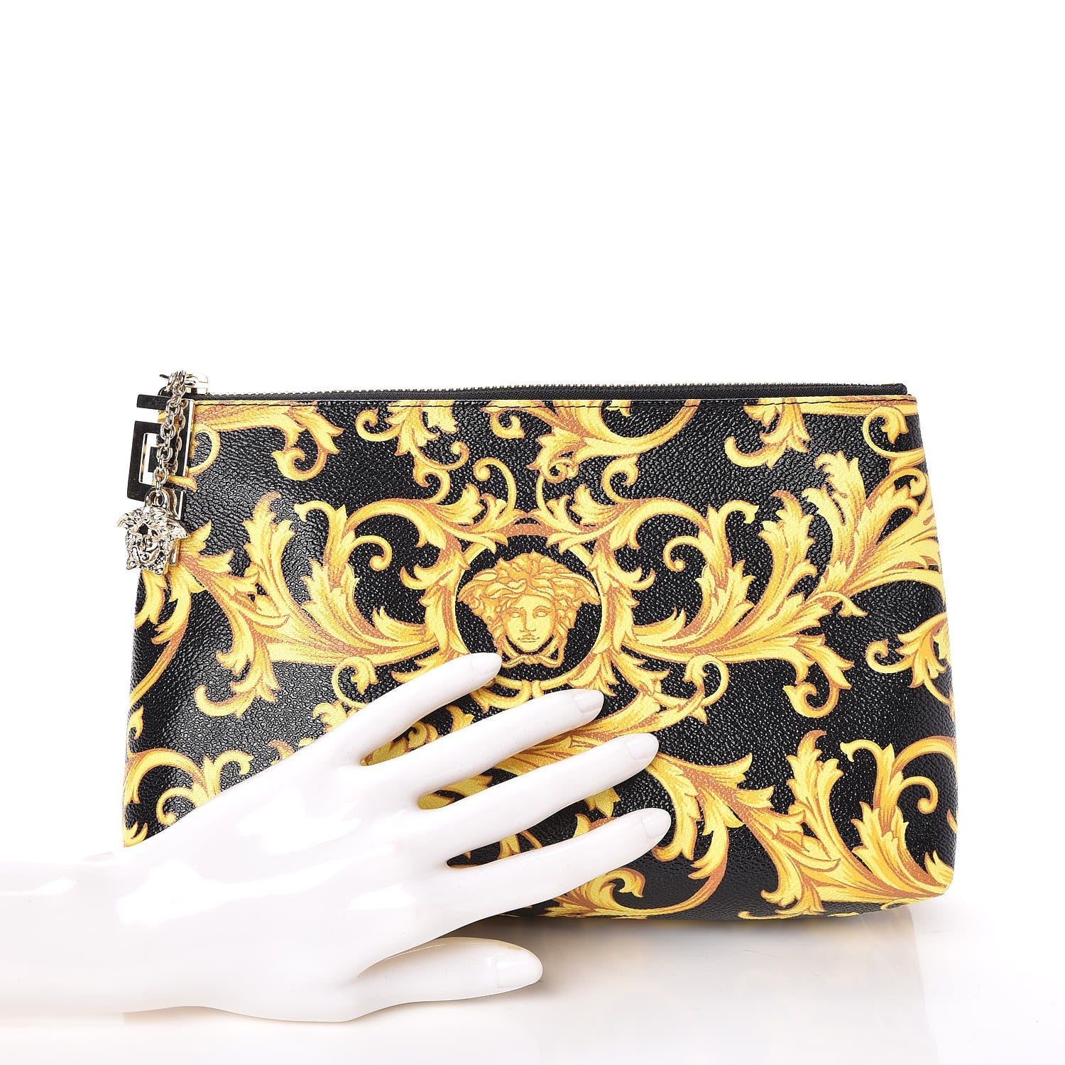 Versace PVC Barocco Printed Cosmetic Case Black Gold 2 of 6