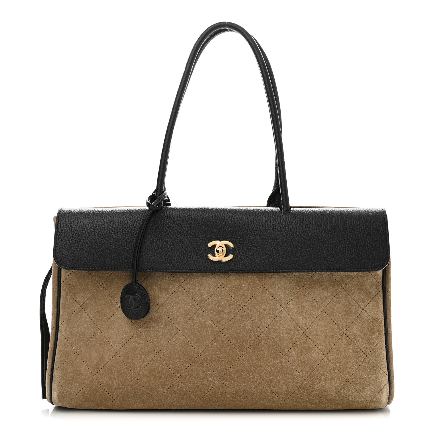 Chanel Grained Calfskin Suede Urban Essentials Large Shopping Bag Dark Beige Black Dark Beige Black 1 of 11