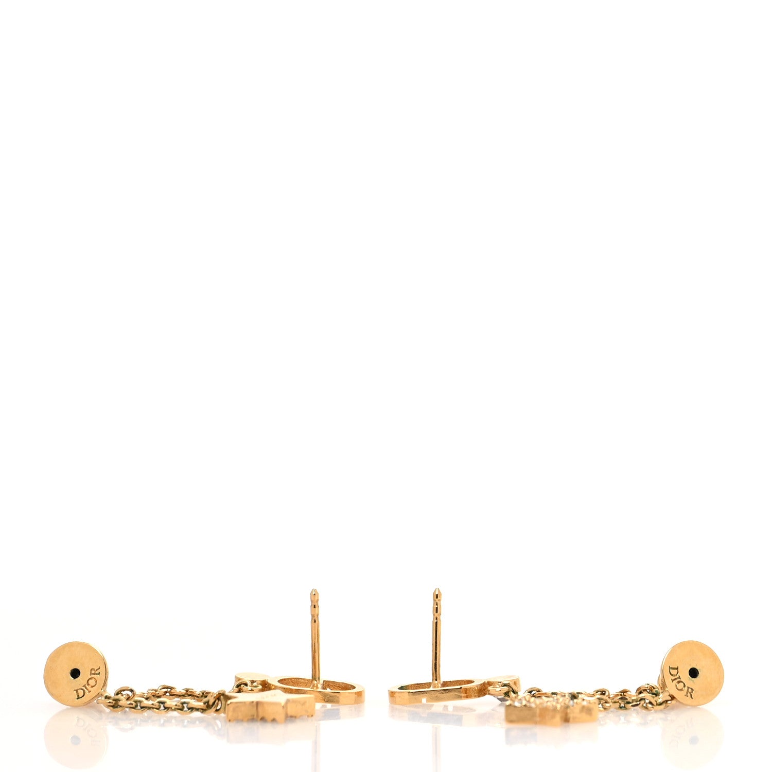 Christian Dior Crystal Petit CD Star Chain Earrings Gold 3 of 4
