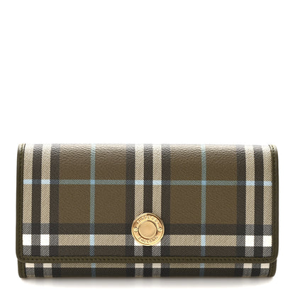 Burberry Halton Vintage Check Continental Wallet Olive Green 1 of 9