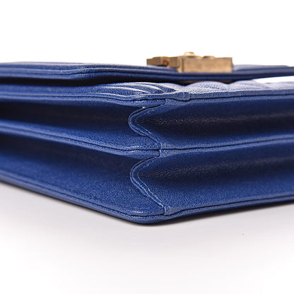 Chanel Caviar Quilted North South Boy Flap Blue 8 of 9