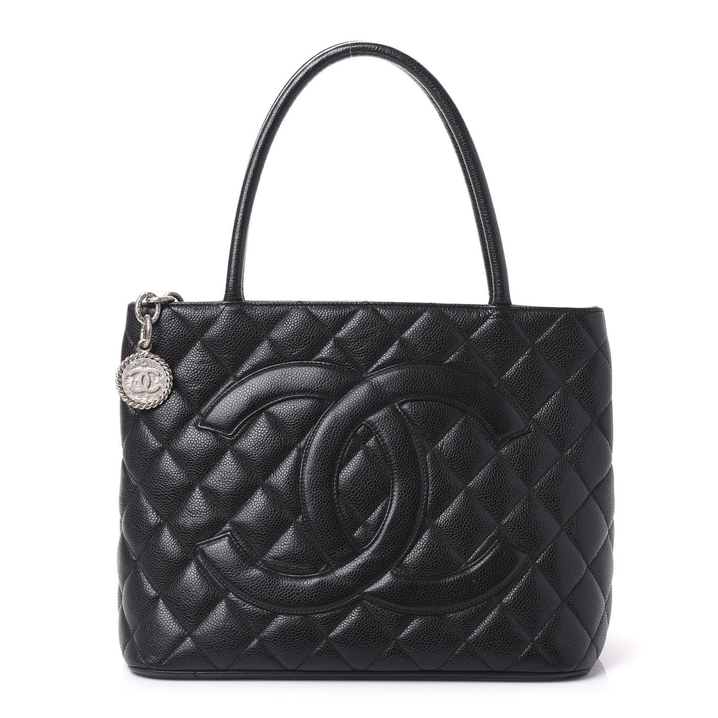 Caviar Quilted Medallion Tote Black