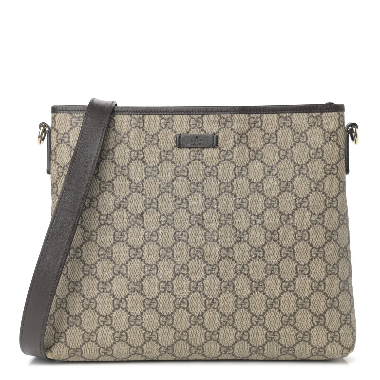 Gucci GG Plus Monogram Medium Flat Messenger Bag Dark Brown 1 of 12