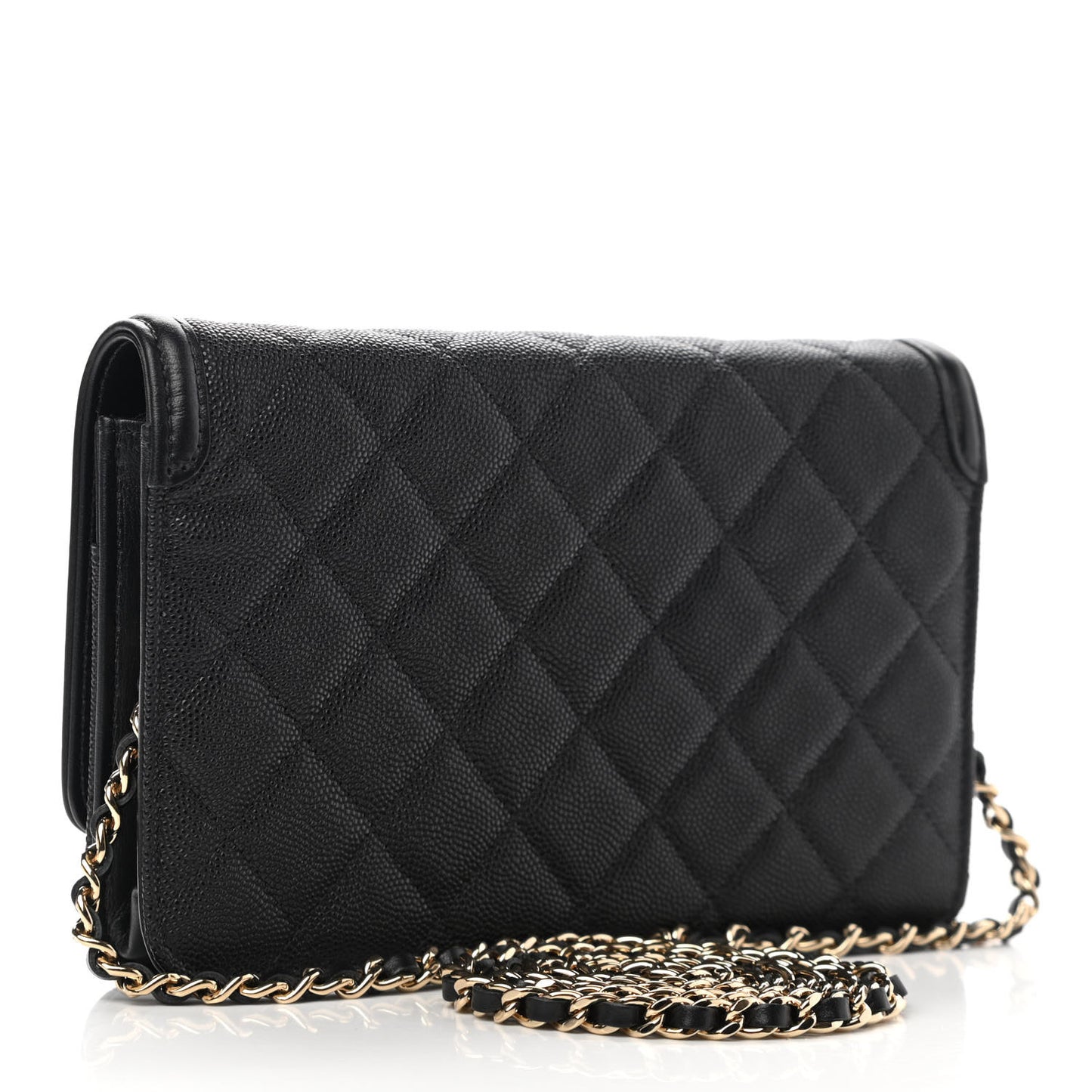 Caviar Quilted CC Filigree Wallet On Chain WOC Black