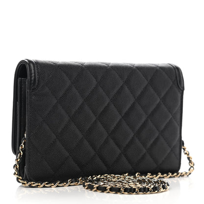 Chanel Caviar Quilted CC Filigree Wallet On Chain WOC Black 3 of 11