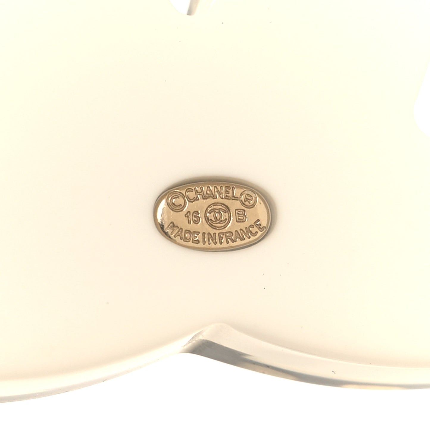 Resin Crystal Chanel Paris Logo CC Brooch Black White Gold