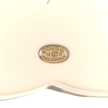 Chanel Resin Crystal Chanel Paris Logo CC Brooch Black White Gold 3 of 5