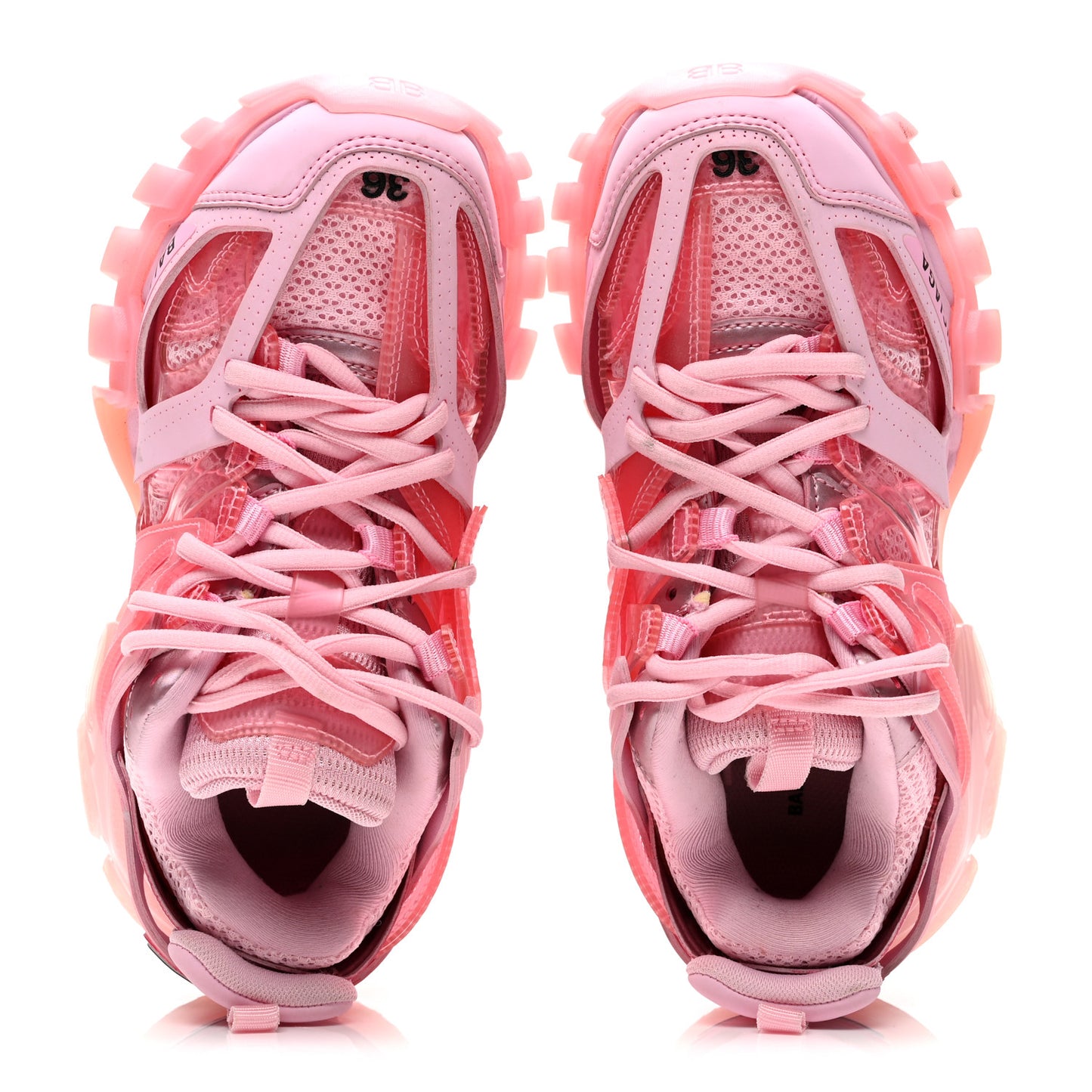 Fabric Mesh Clear Sole Womens Triple S Sneakers 36 Pink