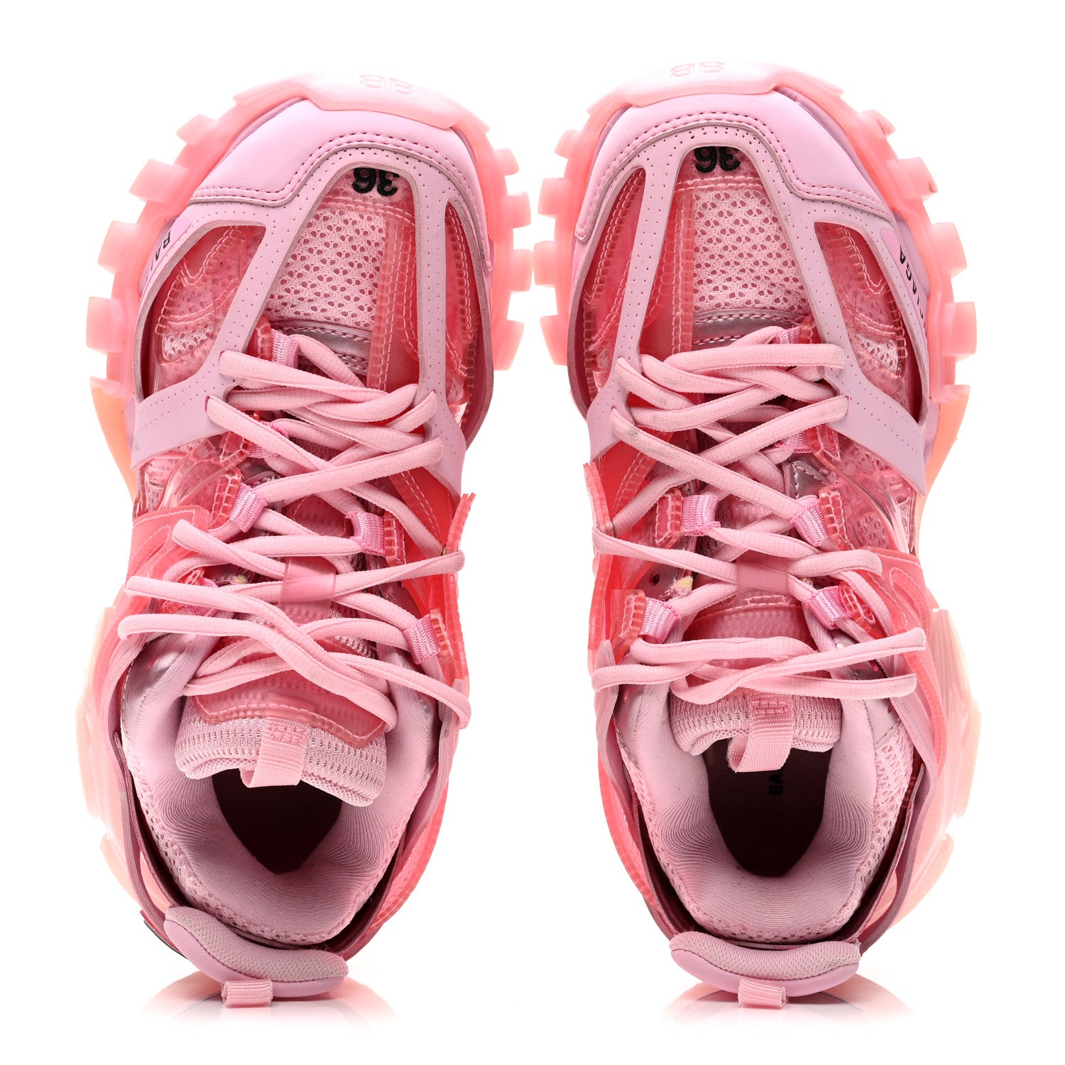 Balenciaga Fabric Mesh Clear Sole Womens Triple S Sneakers 36 Pink 5 of 9
