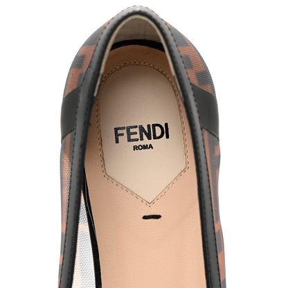 Fendi Mesh FF Skimmer Ballerina Flats 37.5 Tobacco Moro Black 6 of 9