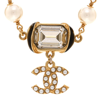 Chanel Graduated Pearl Crystal CC Short Necklace Gold Black Grey 4 of 5