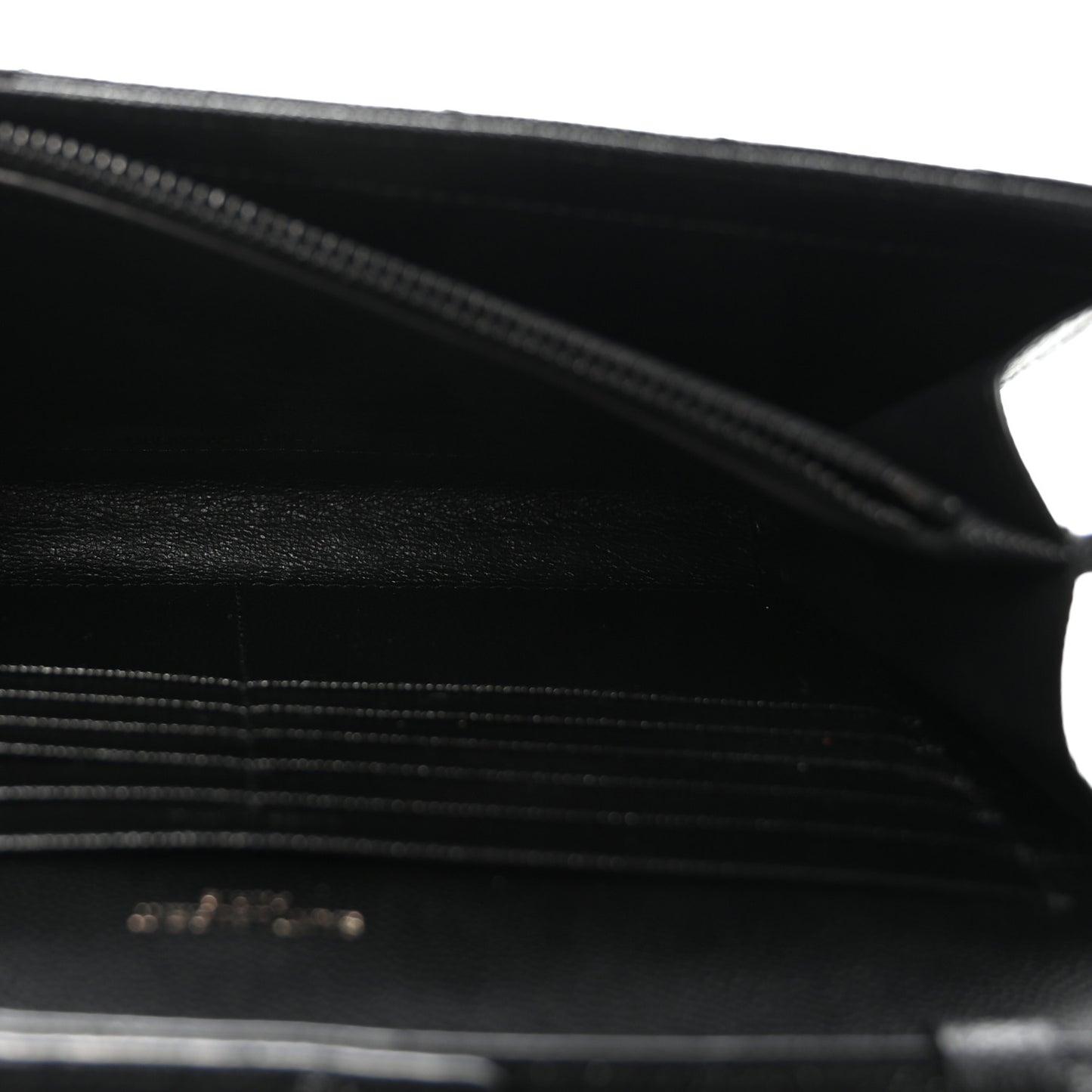 Grain De Poudre Matelasse Chevron Monogram Monochrome Chain Wallet Black