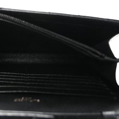 Saint Laurent Grain De Poudre Matelasse Chevron Monogram Monochrome Chain Wallet Black 5 of 9