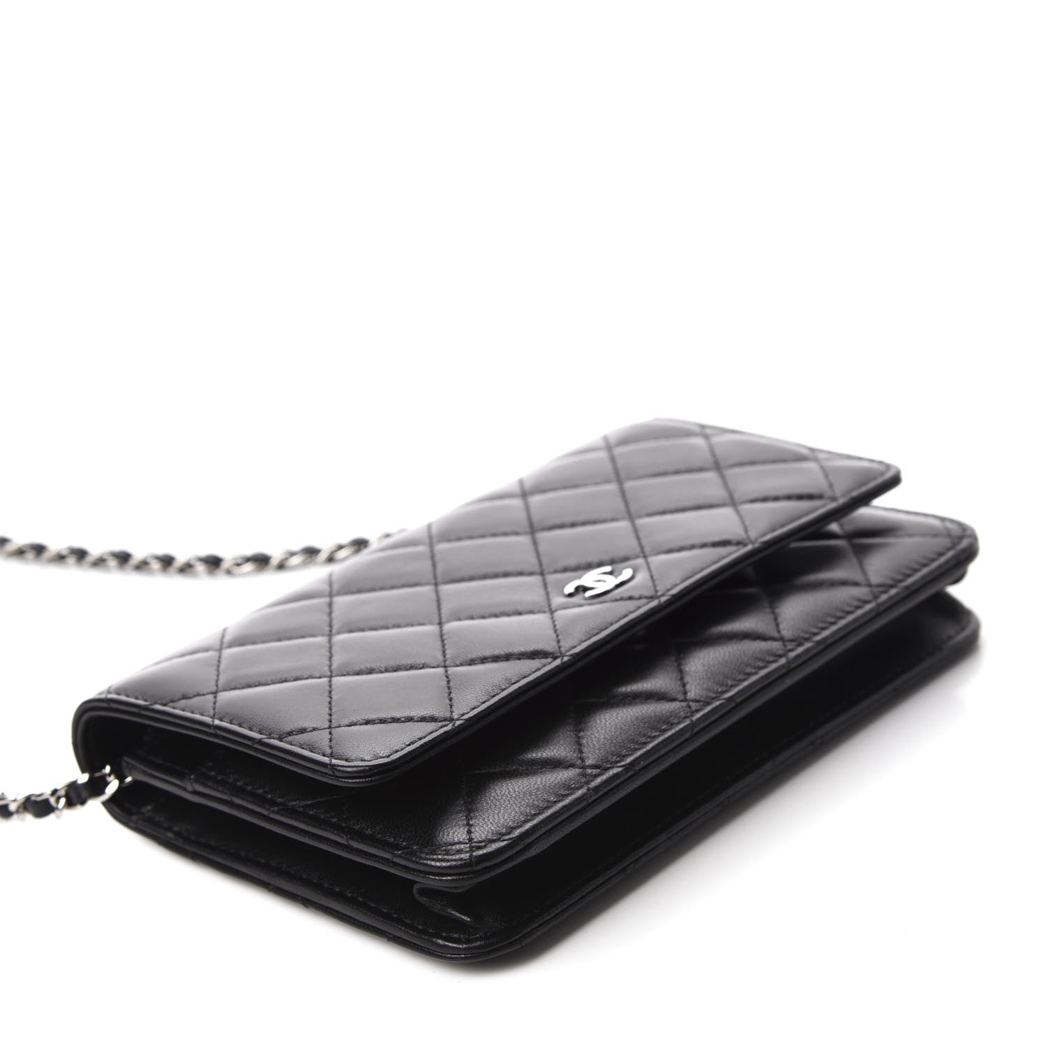 Chanel Lambskin Quilted Wallet On Chain WOC Black 4 of 12
