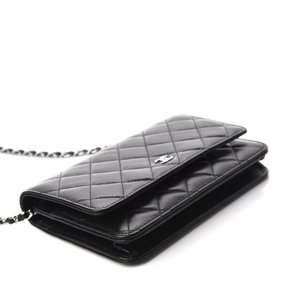 Chanel Lambskin Quilted Wallet On Chain WOC Black 4 of 12