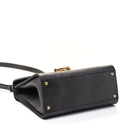 Dolce & Gabbana Lizard Calfskin Embossed Medium Monica Top Handle Bag Grey 3 of 4