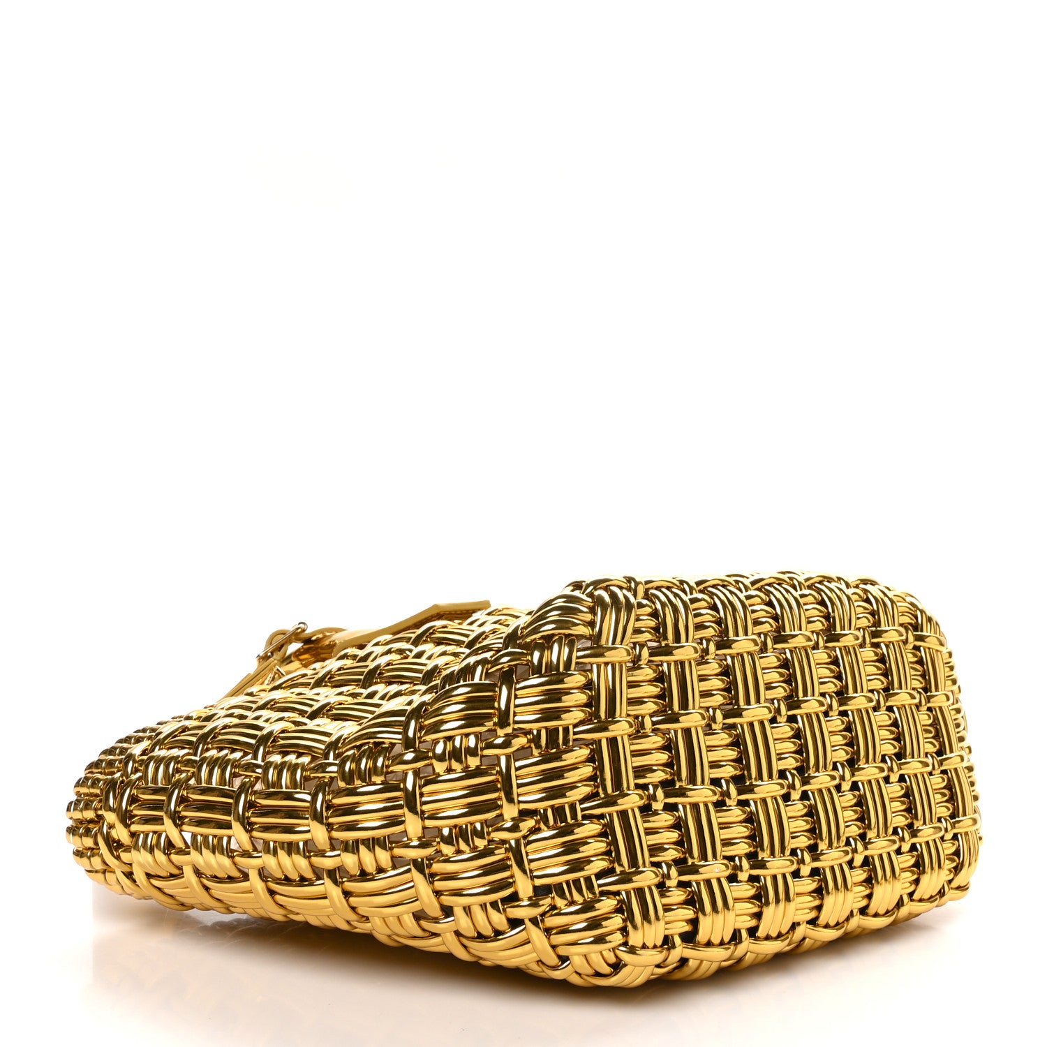 Balenciaga Metallic Patent Calfskin Braided XS Bistro Basket Gold 4 of 9
