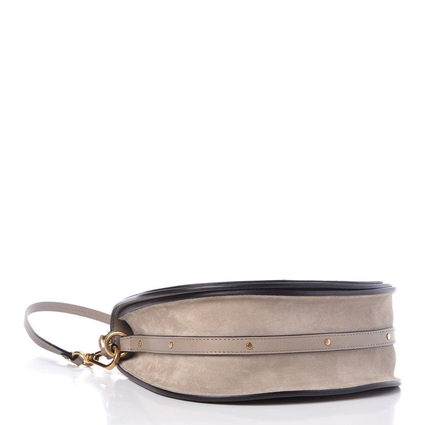Calfskin Suede Medium Nile Bracelet Bag Motty Grey